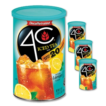 Powdered Drink Mix Cannisters, Decaffeinated Iced Tea 3 Pack, 20 Quarts, Family Sized Cannister, Thirst Quenching & Refreshing Flavors