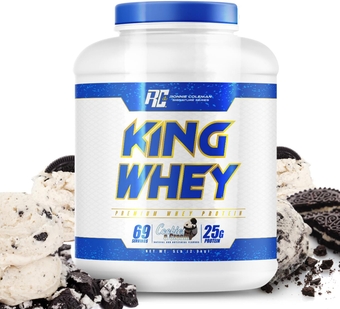 Ronnie Coleman Signature Series Whey Concentrate + Isolate Protein Powder, Pre Workout Shake Mix for Lean Muscle Support, Low Sugar Supplement for Women & Men, Cookies and Cream, 5 lbs