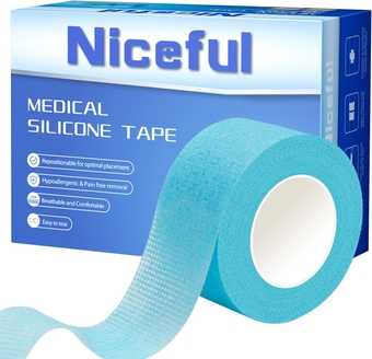 12 Rolls Silicone Sensitive Skin Tape 1"x 5.5 Yard, Repositionable Waterproof Medical Tape, Easy to Remove, Lash Tape Silicone Roll Tape for Wound Care