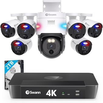 4K Security Cameras System & 4K HD Add-On Camera Bundle with 2TB HDD,8 Channel NVR Kits 6+1 Wired Surveillance Cameras, POE Cat5e, Color Night Vision, Heat Motion Detection, 2-Way Talk