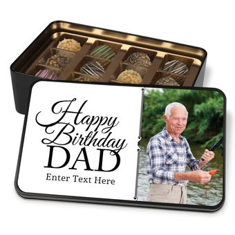 Happy Birthday Dad Luxury Handmade Chocolate Truffles In Personalized Keepsake Tin - Gift For Dad - Gifts For Men - Chocolate - With Personalized Text