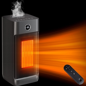 Space Heaters for Indoor Use,1500W Electric Portable Heater with Humidifier,Small PTC Ceramic Heater with Remote,Thermostat,12H Timer,Tip-over & Overheat Protection,for Office, Bedroom, Room