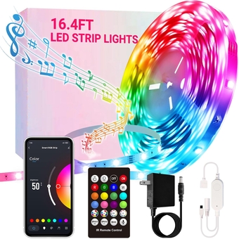 16.4ft/5m LED Strip Lights,Smart WiFi Bluetooth Led Lights with Smart App Control Remote, Color Changing Lights Strip for Bedroom Christmas Birthday Party and TV Indoor Decoration