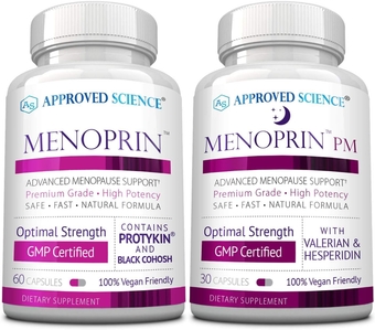 Menoprin - Menopause Support - Protykin, Black Cohosh - 60 Capsules - 1 Bottle Menoprin Day + 1 Bottle Menoprin PM - Vegan