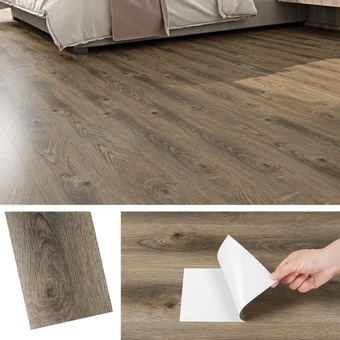 16pcs Peel and Stick Floor Tile Wood Brown 6inX3ft Vinyl Plank Flooring Peel and Stick Wood Flooring Planks Waterproof Vinyl Fooring for Bathroom Kitchen RV Reclaimed Wood Planks for Walls