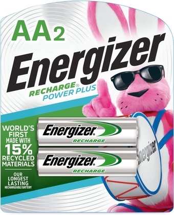 Power Plus Rechargeable AA Batteries (2 Pack), Double A Batteries