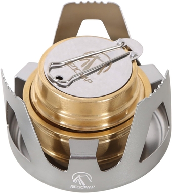 Mini Alcohol Stove for Backpacking, Lightweight Brass Spirit Burner with Aluminium Stand for Camping Hiking, Silver