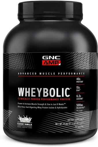 AMP Wheybolic Protein Powder | Targeted Muscle Building and Workout Support Formula | Pure Whey Protein Powder Isolate with BCAA | Gluten Free | Classic Vanilla | 25 Servings