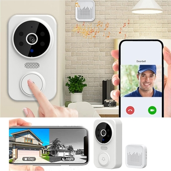 Smart Wireless Remote Video Doorbell Intelligent Visual Doorbell Home Intercom HD Night Vision Wifi2.4g WiFi Security Door Doorbell 2023