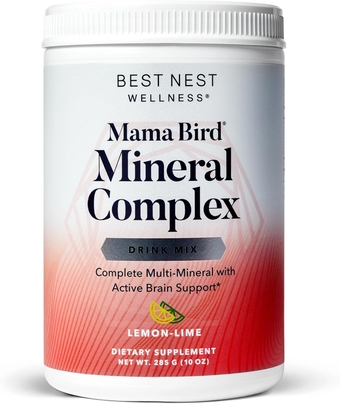 Mama Bird Multi Mineral Supplement Powder Complex w/Magnesium, Choline, Calcium and More, Supports Brain & Bone, Non-GMO, Fizzy Lemon-Lime Drink Mix, 10 oz