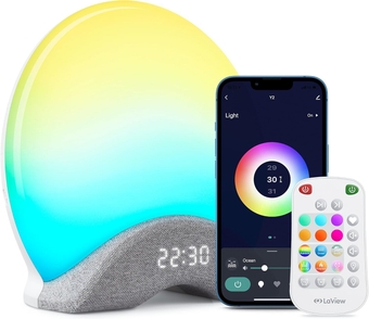 Smart White Noise Machine,App Control Sleep Sound Machine Night Light 25 Relaxing Sounds and 8 Rhythm Modes,Sunrise Wake Up Light,Smart Alarm Clock for Kid/Adult, Ideal for Gift
