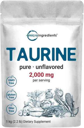 Taurine Powder Supplement | 1 KG, 2000mg Per Serving | Unflavored | 100% Pure, Easily Absorbed Free Form | Essential Amino Acids for Exercise, Energy, & Heart Support