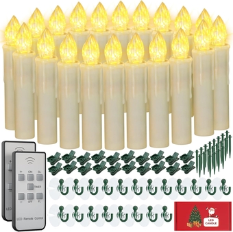 Window Candles with Remote Timer, 20 Packs Large Size Waterproof Flameless LED Taper Candles for Christmas Halloween Decorations, Last up to 200 Hours