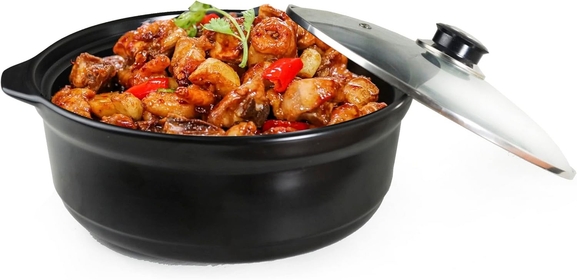 Casserole Dish with Lid 3 Quart Large Deep Ceramic Casserole Dish Glass Lid Clear Dual Handles for Home Kitchen