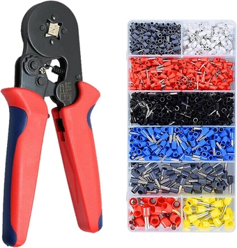 Ferrule Crimping Tool Self-adjustable Ratchet Pliers Crimpers AWG23-7/0.25-10mm² With 1200PCS Insulated Wiring Terminals Wire Terminals Connectors