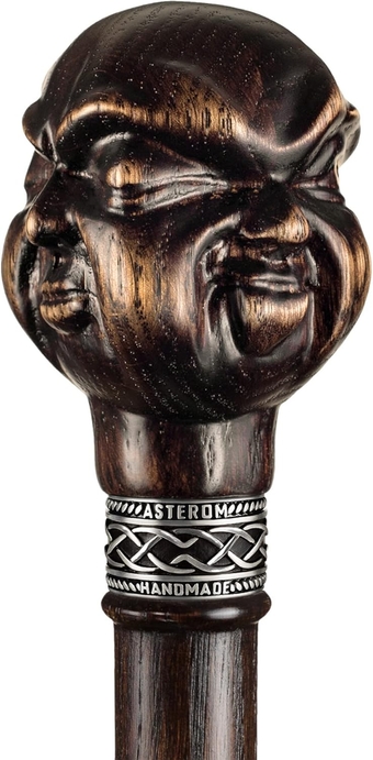 Unique Wooden Carved Walking Cane for Men and Women - Buddha - Stylish Handmade Wood Walking Stick