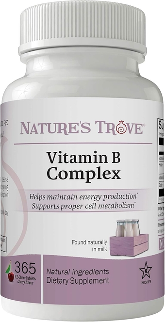 Vitamin B Complex Chewable, Methyl B Complex with Folic Acid and Biotin, 365 Cherry Flavor Tablets
