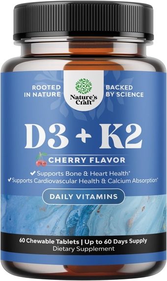Vitamin D3 with K2 MK7 Supplement - Vitamin D3 2000 IU Tablets and Vitamin K2 for Immune Support Bone Health Heart Health Joint Support Bone Strength and Mood Boost - VIT D3 K2 Immune System Support