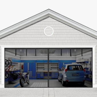 Garage Door Screen for 2 Car Garage 16.3x7.15FT, Magnetic Garage Screen Doors with Retractable Fiberglass Mesh, Hands Free Screen Door Kit, Easy Assembly & Pass, Anti Annoying Unwanted Animals (Black)
