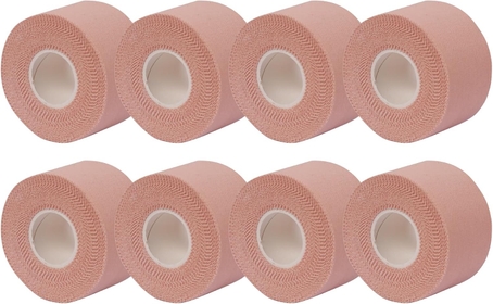 (8 Pack) Beige Athletic Sprorts Tape Very Strong Athletic Tape No Sticky Residue for Athletes, Sport Trainers and First Aid Injury Wrap, Suitable for Fingers Ankles Wrist
