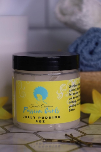 Passion Curls Jelly Pudding, Natural Styling Gel, Holds Curls, Curl Enhancer with Aloe Vera, Honey & Marshmallow Root for Curly Hair 4 OZ