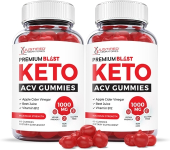 Justified Laboratories (2 Pack) Premium Blast Keto ACV Gummies 1000MG with Pomegranate Juice Beet Root B12 120 Gummys