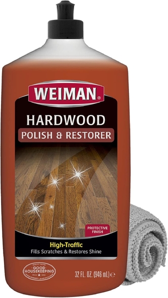 Wood Floor Polish and Restorer 32 Oz Bundle - High-Traffic Hardwood Floor, Natural Shine, Removes Scratches, Leaves Protective Layer