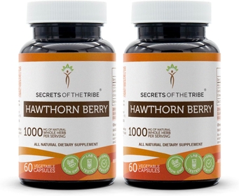 Hawthorn Berry Capsules 1000 mg Hawthorn (Crataegus spp.) Dried Berry, Cardio Support Supplement (2x60 Capsules)