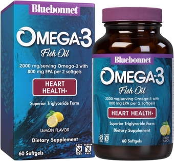 Nutrition Omega-3 Heart Formula Natural Wild Caught Triglyceride Form DHA 600 mg EPA 800 mg - Highly Concentrated Heart Health Support Supplement - Gluten-Free - 60 Softgel