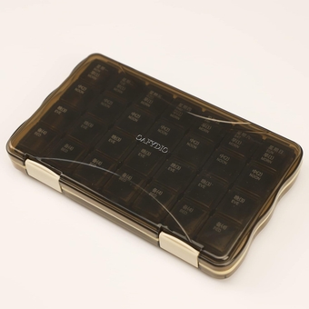 OAFYDIO 28 Cells 4 Times a Day Pill Organizer - Moistureproof Daily Cute Pill Box, Removable Separate Cell 28 Days Pill Case Suitable for Women Men Travel Jewelry & Everyday(Black)