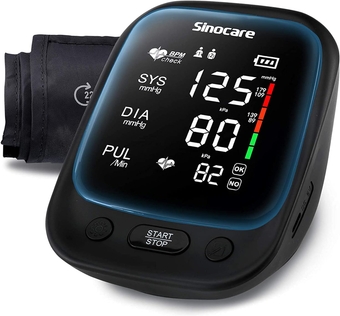 Sinocare Blood Pressure Monitors, 8.6-16.5 inches Adjustable Upper Arm Cuff, Blood Pressure Monitors for Home Use, Pulse Rate Monitoring&Voice Function, 180 Sets Memory BP Machine