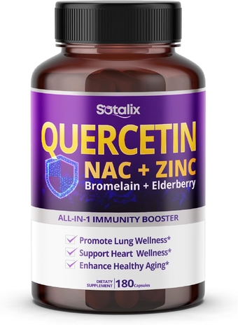Premium Quercetin 98% High Purity 3970 mg with Bromelain, Zinc, Vitamin C, Vitamin D3 2000 IU, Elderberry - Cardiovascular Respiration Immune Support For Adult Kids - 180 day supply