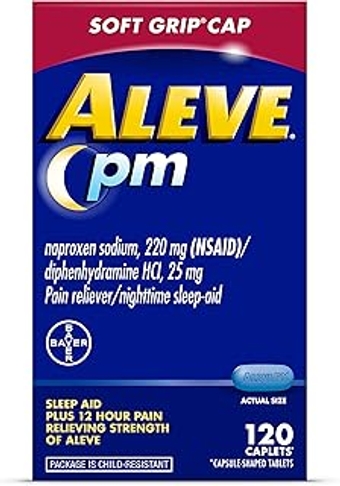 PM Sleep Aid Plus Pain Reliever Caplets, Naproxen Sodium & Diphenhydramine HCl, Pain Reliever, Nighttime Pain Relie...