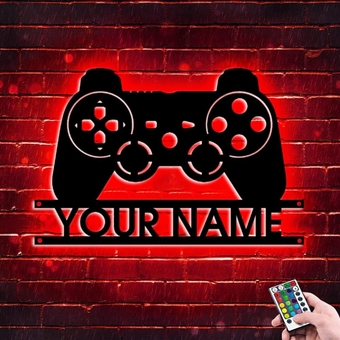 Personalized Gamer Metal Sign Wall Art Lamp LED Game Neon Sign Night Lights Custom Name Home Decor Gamer Sign for Teen Boys Game Room Decor Bedroom Wall Decoration(10inch,Style 5)