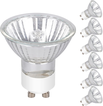 GU10 Halogen Light Bulbs, 6 Pack 120V 50W MR16 GU10 MR16 Track Light Bulbs with Changer, Dimmable, gu10+c 120v 50w for Track&Recessed Lighting, High Brightness with Glass Cover, Long Lifespan