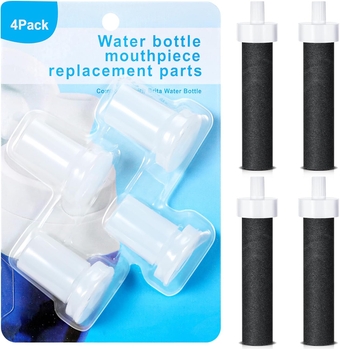 8 Pcs Compatible with Brita Water Bottle Filter Mouthpiece Replacement Set, Compatible with Brita Replacement Parts 4 Pcs Silicone Bite Valves Replacement and 4 Pcs Water Filter Replacement