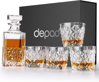 Whiskey Decanter Sets for Men, Valentines Day Gifts for Dad Husband Him Boss, Crystal Liquor Decanter Set with Glasses, Decanter Set for Bourbon and Scotch