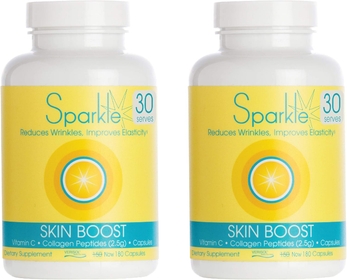 Skin Boost  Capsules 2-Pack (180 Pills Each Bottle) 30 Days Featuring 2500mg Verisol Bioactive  Peptides