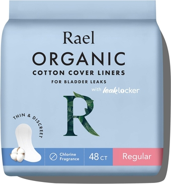 Incontinence Liners for Women, Organic Cotton Cover - Postpartum Essential, Regular Absorbency, Bladder Leak Control, 4 Layer Core with Leak Guard Technology, (Regular, 48 Count)