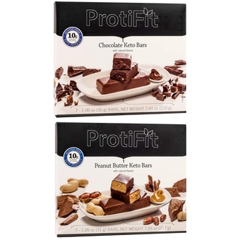 - High Protein Chocolate & Peanut Butter Keto Bars 2 Pack, 10g Protein, Low Carb, Low Sugar, Gluten Free, Ideal Protein Compatible, 7 Servings Per Box, (2 Pack)