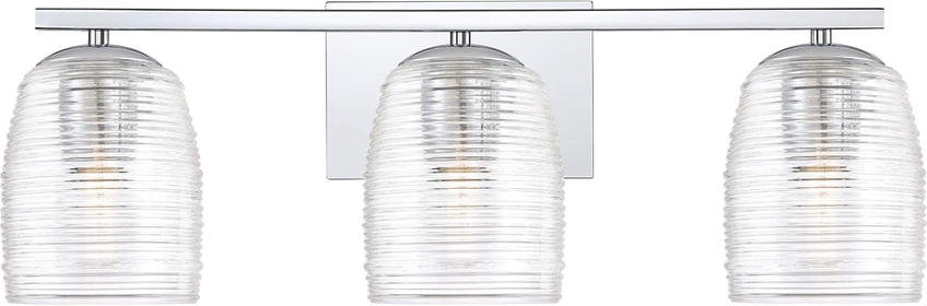 RLM83003C Realm Spun Glass Vanity Wall Lighting, 3-Light, 300 Watts, Polished Chrome (8"H x 24"W)