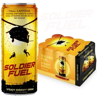 SteadyEnergy drink | Caffeine + Extra B Vitamins + Taurine + G-Tone + Inositol | Sugar Free | 12 fl oz (pack of 12)
