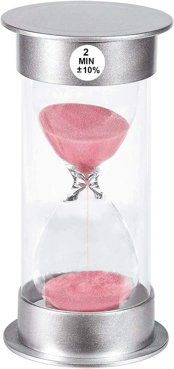 2 Minute Hourglass Timer Sand Clock： Unbreakable Pink Sand Watch 2 Min, Colorful Plastic Hour Glass Sandglass for Kids, Games, Decor, Classroom, Kitchen, Toothbrush Timer