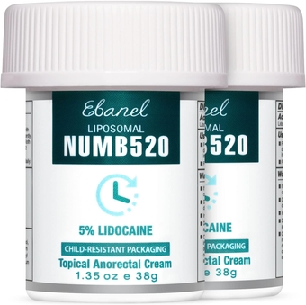 5% Lidocaine Numbing Cream, Pain Relief Cream Burn Itch Cream, 2-Pack Topical Anesthetic Lidocaine Cream Maximum Strength with Vitamin E for Local and Anorectal Uses, Hemorrhoid Treatment