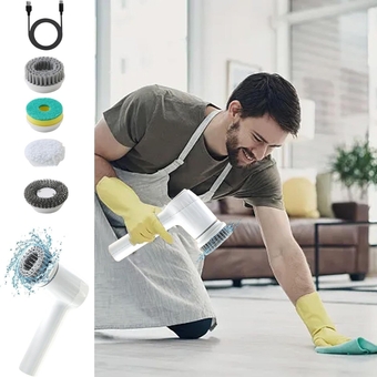 Electric Spin Scrubbers, Cordless Electric Cleaning Brush, 380RPM IPX7 Waterproof, 4 Replaceable Brush Heads, Strength Level Adjustment, Handheld Shower Scrubber for Bathroom