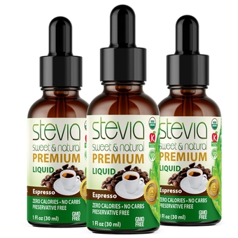 ( 3 Pack ) Espresso Premium Quality Stevia Drops | Organic Liquid Stevia | Best Sugar Substitute | 100% Pure Extract | Naturally Sweet | Non-Bitter, 0 Calorie, NON-GMO, Diabetic & Keto Friendly (1oz)