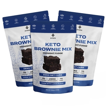 Keto Brownie Mix - 0 Net Carb Keto Brownies - Midnight Fudge Chocolate - Sugar-Free & Gluten-Free Keto Dessert - Delicious Keto-friendly - Lupini Flour Low Carb Brownie Mix (8.8 OZ) (Pack of 3)
