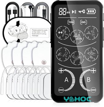 TENS EMS Unit Muscle Stimulator with 2 Channels 4 Outputs, 24 Modes 20 Intensity Levels, Pain Management for Muscle Relife