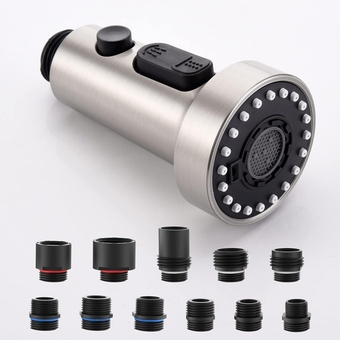 【Updated】Pull Down Kitchen Faucet Sprayer Head Replacement Part, 3 Function Pull Out Sink Sprayer Replacement Nozzle with Adapters, Kitchen Faucet Head Hose Spray Tap Spout, Brushed Nickel