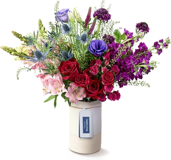 Country Living Floral Collection Premium Fresh Cut Red and Pink Roses Mixed Fresh Flowers Delivery, Extra Large Bouquet with Vase